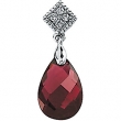 14K White Gold 12x8 Genuine Brazilian Garnet And Diamond Pendant