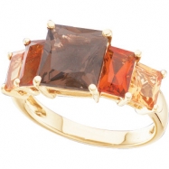Picture of 14K Yellow Gold 5x4 6x4 8x8 Genuine Madeira Citrine And Smoky Quartz Ring