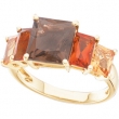 14K Yellow Gold 5x4 6x4 8x8 Genuine Madeira Citrine And Smoky Quartz Ring