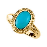 Picture of 14K Yellow Gold 11x7 Genuine Cab Turquoise Ring