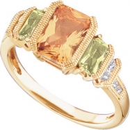 Picture of 14K Yellow Gold Peridot Genuine Citrine And Diamond Ring