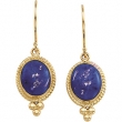 14K Yellow Gold Genuine Lapis Earring