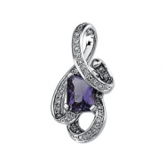 Picture of 14K White Gold 08.00x06.00 Genuine Amethyst And Diamond Pendant