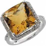 Picture of 14K White Gold Genuine Citrine And Diamond Ring