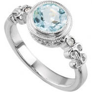 Picture of Sterling Silver Genuine Aquamarine And Hi I2 Diamond Ring