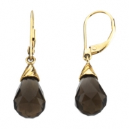 Picture of 14K Yellow Gold Pair Genuine Smoky Quartz Brolette Earrings