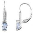 14K White Gold Pair Genuine Aquamarine And Diamond Earrings
