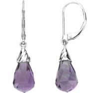 Picture of 14K White Gold Pair Genuine Amethyst Briolette Earrings