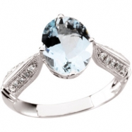 Picture of 14K White Gold Genuine Aquamarine & Diamond Ring  Diamond quality AA (I1 clarity G-I color)