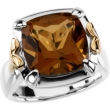 14K Yellow & Sterling Silver Gold Genuine Honey Quartz Ring