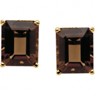 Picture of 14K Yellow Gold Smky Qtz Genuine Smoky Quartz Scroll Earrings