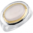 Sterling Silver & 14k Yellow Gold X Genuine Rose Quartz Ring