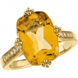 14K Yellow Gold .08 Genuine Citrine And Diamond Ring