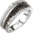 14K White Gold Genuine Black Spinel & Diamond Ring