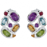 Picture of Sterling Silver Pair Genuine Amethyst Citrine Peridot Sky Blue Topaz And Brazilian Garnet Earrings