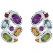 Sterling Silver Pair Genuine Amethyst Citrine Peridot Sky Blue Topaz And Brazilian Garnet Earrings