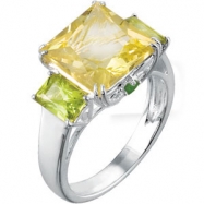 Picture of Sterling Silver Genuine Lime Quartz Periodt And Chrome Diopside Ring