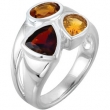 Sterling Silver Genuine Mozambique Garnet Madiera And Citrine Ring
