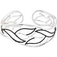 Picture of Sterling Silver Genuine Spinel & Diamond Hinged Cuff Bracelet