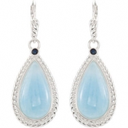 Picture of Sterling Silver Pair Genuine Aquamarine And Blue Sapphire Earrings