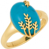 Picture of 14K Yellow Gold Genuine Chinese Turquoise Ring