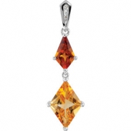 Picture of Sterling Silver Genuine Madeira Citrine And Diamond Pendant