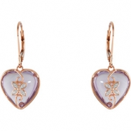 Picture of 14K Gold Genuine Rose De France Quartz And Diamond Earrings