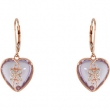 14K Gold Genuine Rose De France Quartz And Diamond Earrings