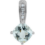 Picture of 14K White Gold Genuine Aquamarine And Diamond Pendant