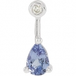 14K White Gold Genuine Tanzanite And Diamond Pendant