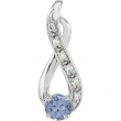 14K White Gold Genuine Tanzanite And Diamond Pendant