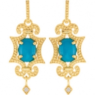 Picture of PAIR Genuine Turquoise & Diamond Granulated Earrings