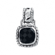 Picture of 14K White Gold Genuine Onyx And Diamond Pendant