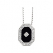 Sterling Silver With 18 Inch Chain Genuine Onyx And Cubic Zirconia Necklace
