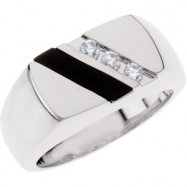Picture of Sterling Silver Gents Genuine Onyx And Diamond Ring