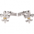 Sterling Silver & 14k Yellow Gold Metal Fashion Cuff Link Fleur-de-lis Cufflinks