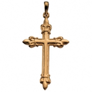 Picture of 14K Yellow Gold Cross Pendant With Fleur De Lis Design