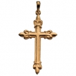 14K Yellow Gold Cross Pendant With Fleur De Lis Design