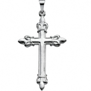 Picture of 14K White Gold Cross Pendant With Fleur De Lis Design