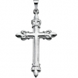 14K White Gold Cross Pendant With Fleur De Lis Design