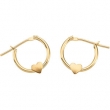 14K Yellow PAIR 12.00 MM CHILDRENS HOOP WITH HEART EARRING Youth Hoop With Heart Earr