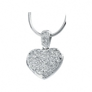 Picture of Sterling Silver Cubic Zirconia Heart Locket Necklace