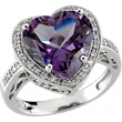 14K White Gold 12.00x12.00 Genuine Amethyst And Diamond Ring