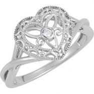 Picture of Sterling Silver Diamond Heart Ring