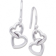 Picture of Sterling Silver Left Metal Hook Heart Earrings