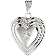 Picture of Sterling Silver Diamond Heart Locket