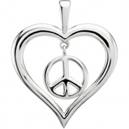 Picture of Sterling Silver Heart Peace Sign Pendant