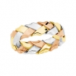 14K Yellow White Rose Gold Tri Color Hand Woven Band