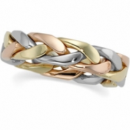 Picture of 14K Yellow White Rose Gold Tri Color Hand Woven Band