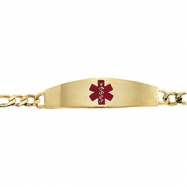Picture of 14K Yellow Gold 8 Inch Gents Medical Id Bracelet Red Enamel